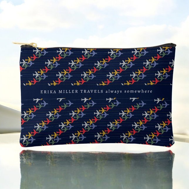 Name Colour Aeroplanes Pattern Travel Accessory Pouch (Creator Uploaded)