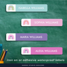 Name Colour Kids Iron On Clothes Labels