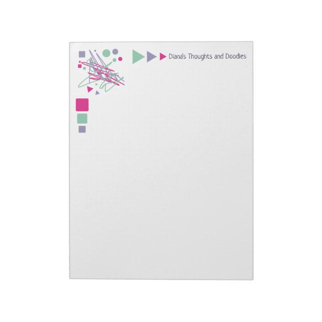 Name Colourful Shapes Pink Purple Teal Scribble Ar Notepad (Rotated)