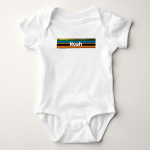 Name Combination Srtip Design - Chic Orange Base Baby Bodysuit