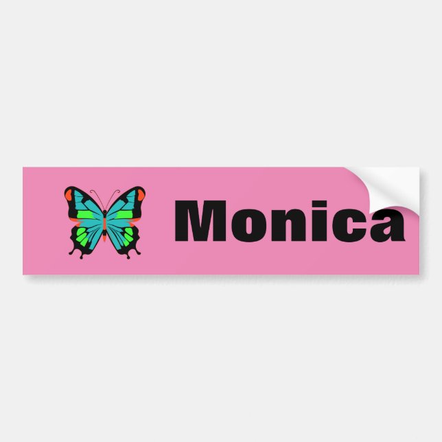 "Name" Custom Auto Schmetterling Rosa Abstrakt Bumper Sticker (Front)