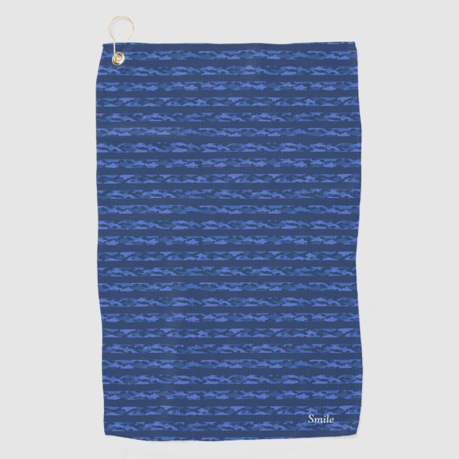 Name Custom Camouflage × Border (Blue) Golf Towel (Front)
