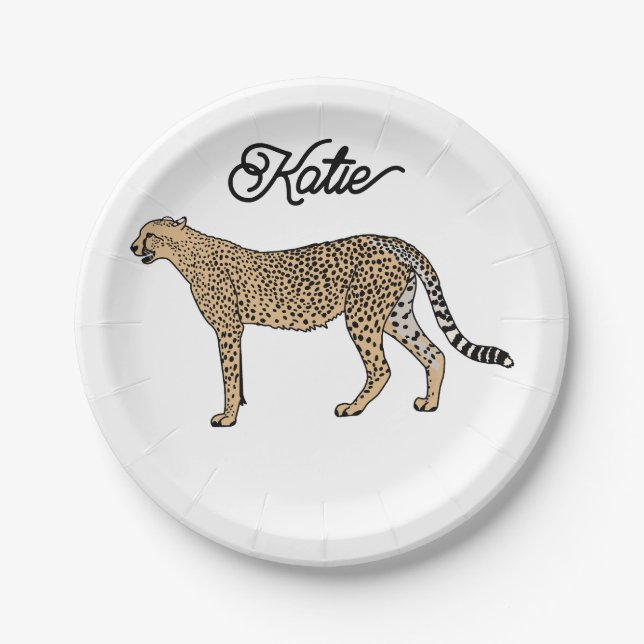 Name Custom Cheetah Paper Plate (Front)