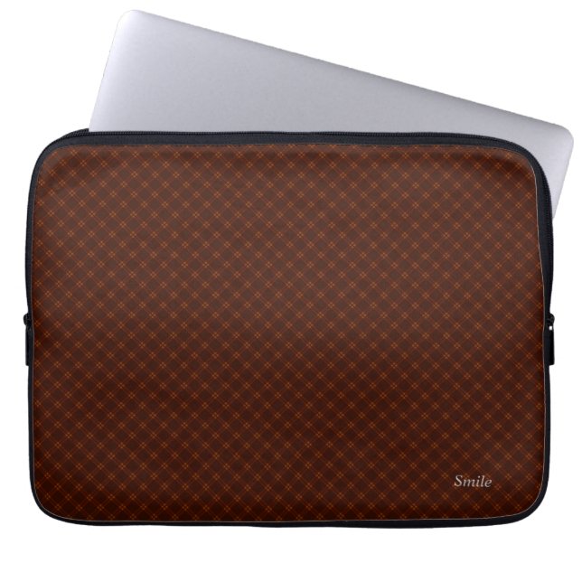 Name Custom Tartan Check (Dark Brown) Laptop Sleev Laptop Sleeve (Front)
