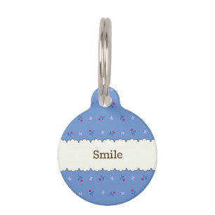 Name Custom Wild Rose (Blue Gray) Pet Name Tag