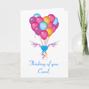 Name Customisable Get Well with Hearts and Balloon Card