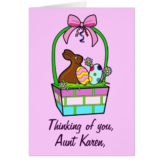Name Customisable Happy Easter Eggs, Bunny and Bow Card