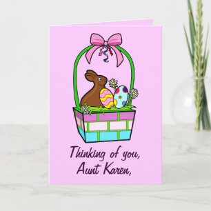 Name Customisable Happy Easter Eggs, Bunny and Bow Holiday Card