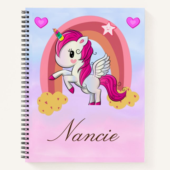 Name Customisation Unicorn Notebook  (Front)