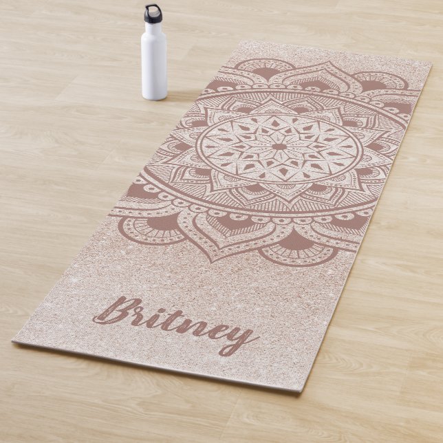 Name Customised Feminine Chic Rose Gold Mandala Yoga Mat (In Situ)