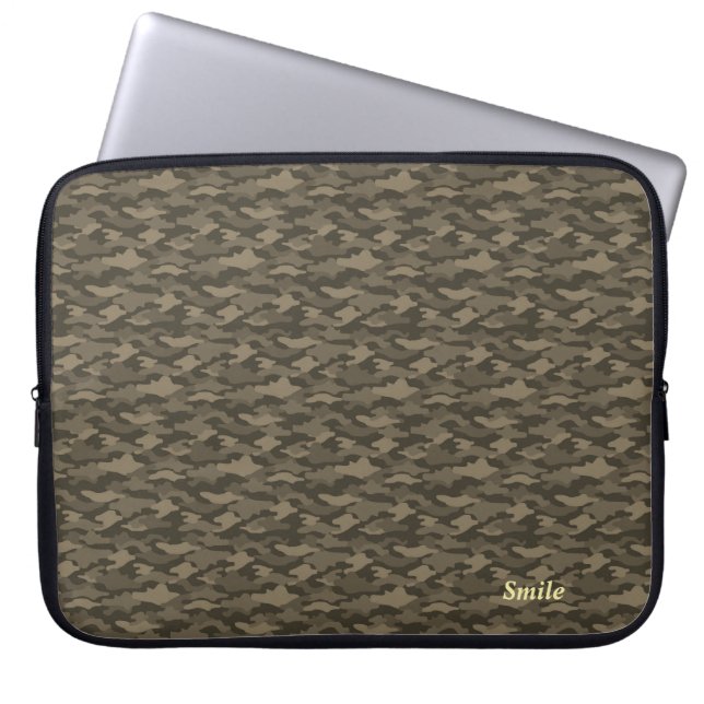 Name Customization Camo Brown Laptop Sleeve (Front)