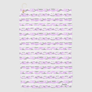 Name Customization Camouflage Border Pink White Go Golf Towel