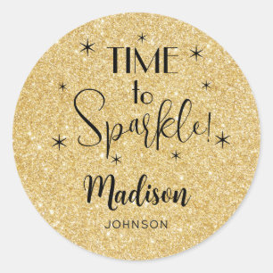 Name Cute Gold Time to Sparkle 1.25-in Classic Round Sticker