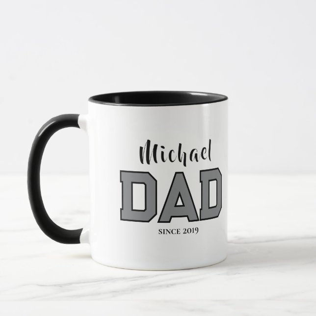Name Dad Since Year Simple Typography Father  Mug (Left)