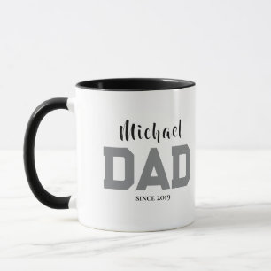 Name Dad Since Year Simple Typography Father Mug