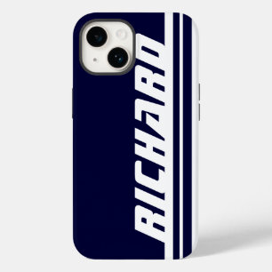 Name dark blue & white stripe sport iphone 5 case