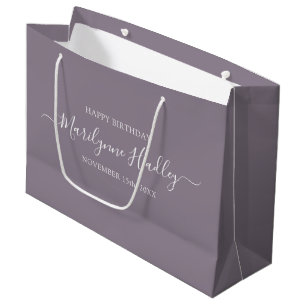 Name Date Purple Birthday  Large Gift Bag