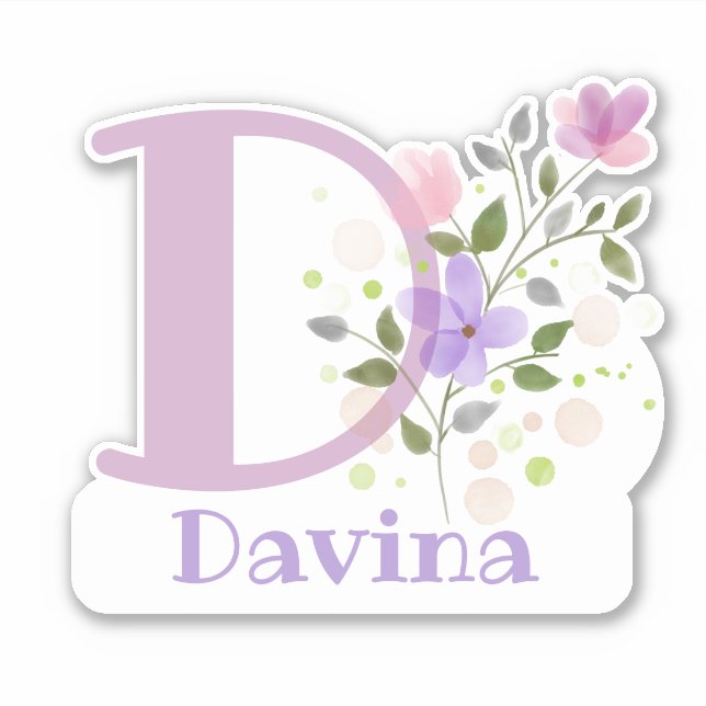 Name Davina & Initial with Floral Design (Front)
