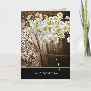 Name Day daisy basket with butterfly Card