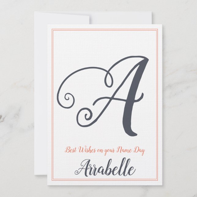 Name Day Saint's Day Letter A Monogram Invitation (Front)