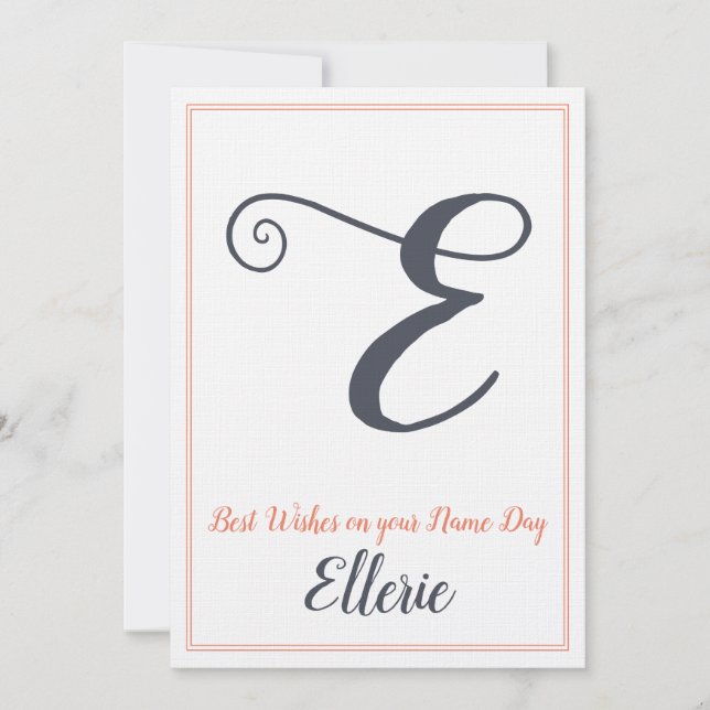 Name Day Saint's Day Letter E Monogram Invitation (Front)