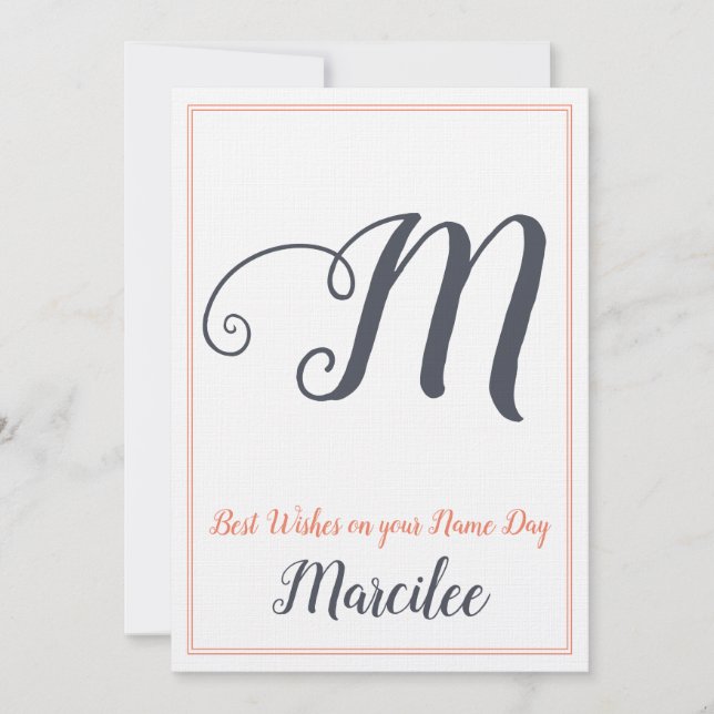 Name Day Saint's Day Letter M Monogram Invitation (Front)