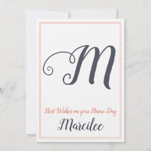 Name Day Saint's Day Letter M Monogram Invitation