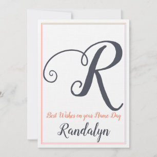 Name Day Saint's Day Letter R Monogram Invitation
