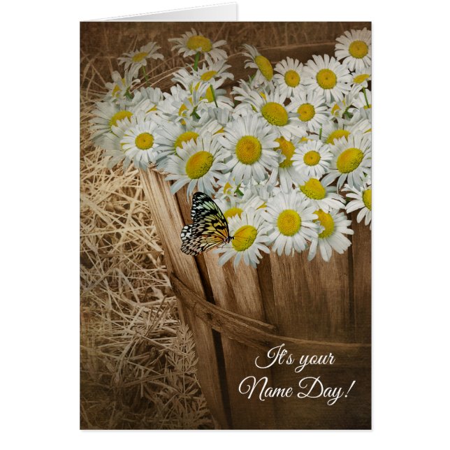 Name Day-white daisies and butterfly (Front)