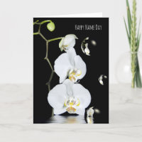 Name Day white orchids with bubble reflection