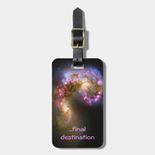 Name, Deep space astronomy: Antennae Galaxies Luggage Tag (Front Vertical)