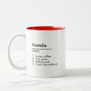Name Definition Custom Gift for Her Personalised Two-Tone Coffee Mug