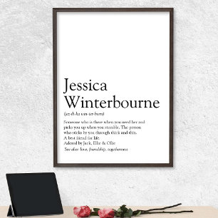 Name Definition Typographic Black and White Poster