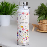 Name Definition with Colourful Wildflower Pattern Water Bottle<br><div class="desc">Wildflower water bottle with custom name definition. The personalisation template is ready for you to add your name and your chosen definition using personal attributes, characteristics or skills which could be true, funny, good or bad. The design features colourful watercolor meadow wild flowers and is lettered with casual handwritten script...</div>