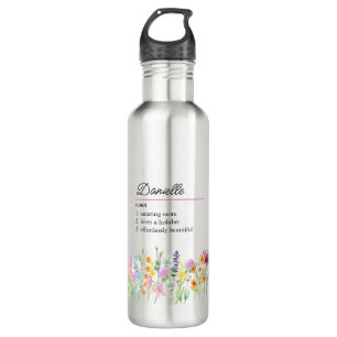 Name Definition with Delicate Wildflower Border 710 Ml Water Bottle