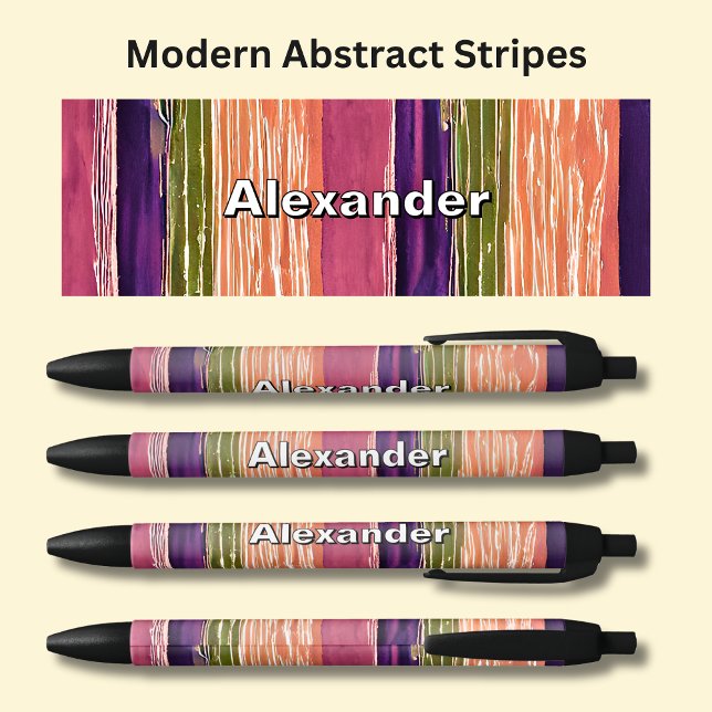 Name - Earth Colours Autumn Tones Abstract Stripes Black Ink Pen (Creator Uploaded)