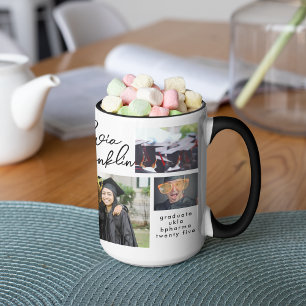 Name Editable Multi Photo Grad 2023 School Two-Tone Coffee Mug