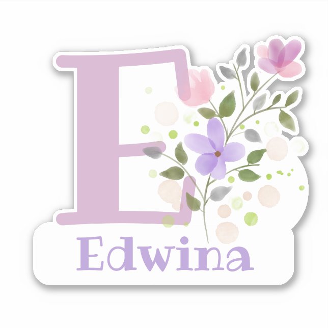 Name Edwina plus Initial with Floral Design (Front)