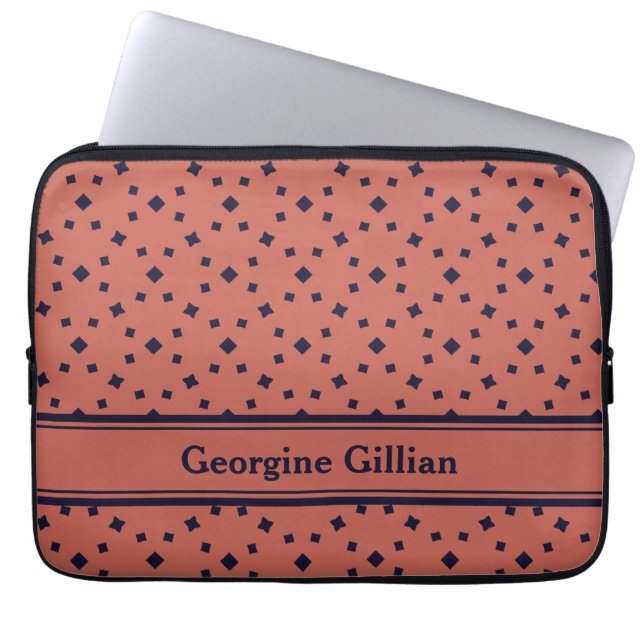 name elegant old rose dark blue  laptop sleeve (Front)
