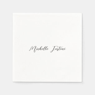 Name Elegant Plain Minimalist  Napkin
