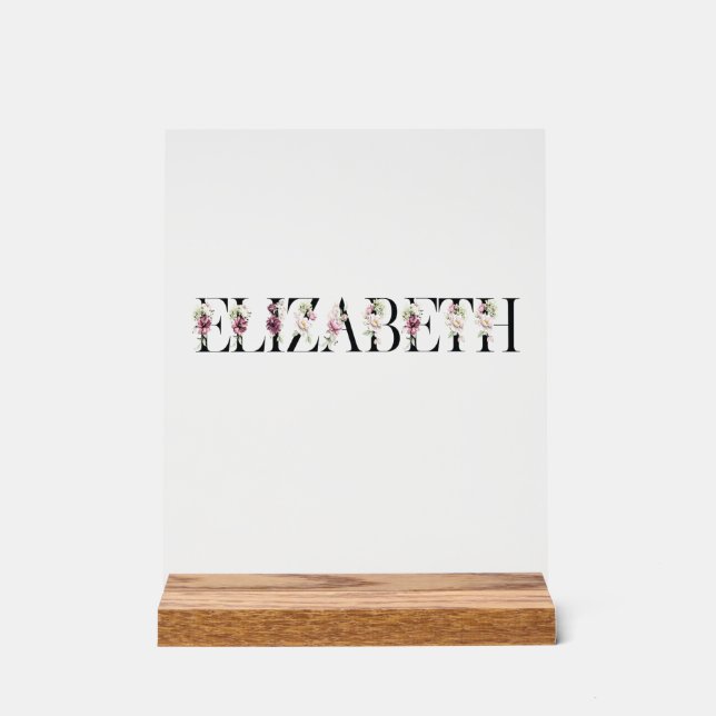 Name Elizabeth Acrylic Sign (Front)
