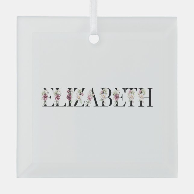 Name Elizabeth Glass Tree Decoration (Front)
