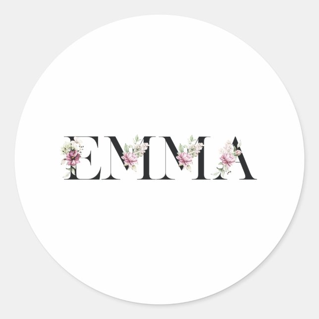 Name Emma Classic Round Sticker (Front)