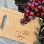 Name Engraved Bamboo Wedding Monogram Cutting Board<br><div class="desc">Create your own unique, personalised cutting board beautifully laser etched with custom text and an optional photo. Perfect for a wedding, anniversary gift or other special occasion, the monogrammed design features a combination of elegant calligraphy script and modern typography. Add a custom name, monogram letter, initials, established (est.) date or...</div>