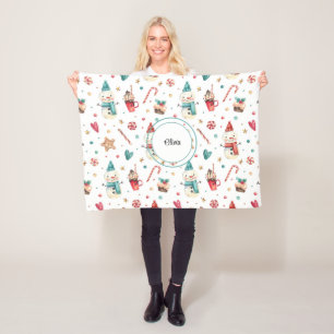 Name, Festive Fun Snowman Sweets Fleece Blanket