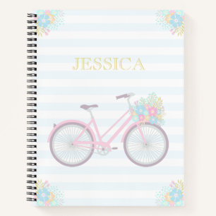 Name Flower Bicycle Cute Pastel Hipster Notebook