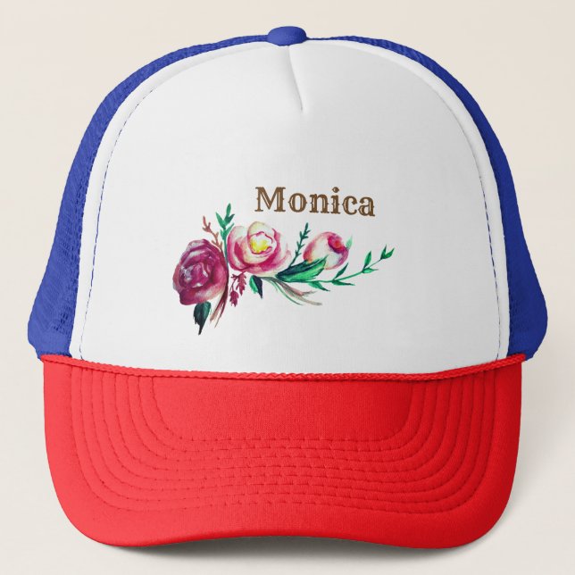 Name, Flowers Trucker Hat (Front)