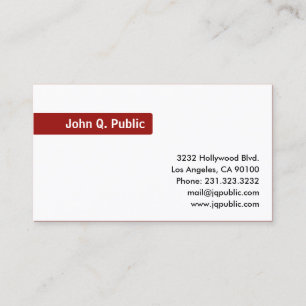 Name Focus Red on Plain White Business Card