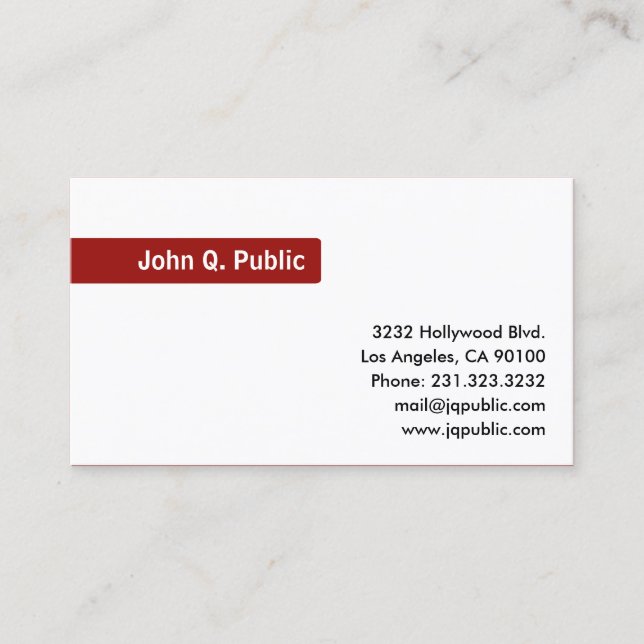 Name Focus Red on Plain White Business Card (Front)