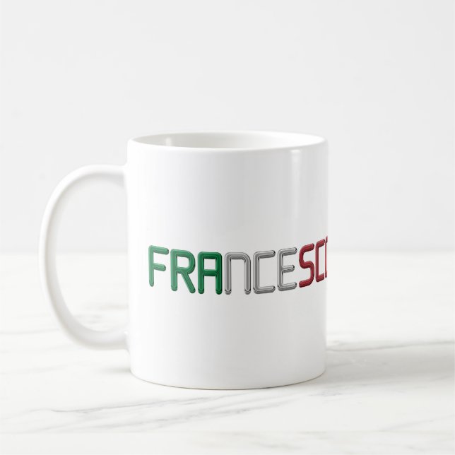 Name Francesco Italian Flag Colours Typography Coffee Mug (Left)